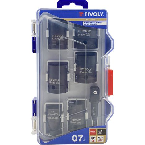 Tivoly • Confezione da 7 bussole Impact 1/2" e accessori