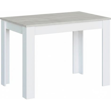 Tavolo Da Pranzo 4 Posti Fisso Stile Nordico Moderno Minimal Tavolino Per Cucina Sala Da Pranzo Soggiorno Zona Living 108.5 x 67 x 78 Cm Colore Bianco E Grigio Cemento