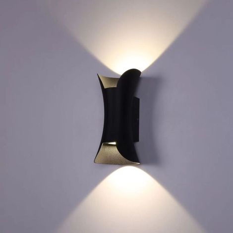 Black 10W LED Wall Light, Indoor/Outdoor Spotlights, Modern Aluminum Outdoor Wall Light, IP65, Up/Down Spotlight, Warm White Light, Black Outdoor Wall Light for Living Room/Bedroom (1/4)