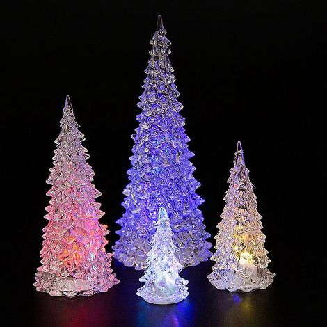 paquet De 4 Jouets Lumineux Colors En Acrylique, Arbre De Nol, Veilleuse Crative, Cadeau D'anniversaire Brillant (1/5)