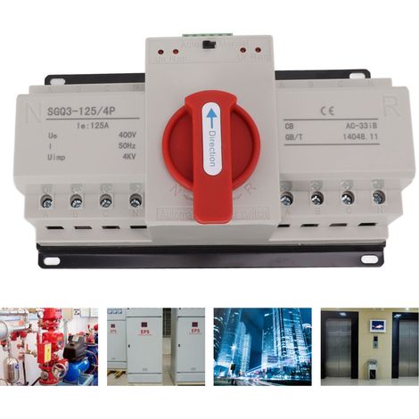 Commutateur de transfert automatique double alimentation SGQ3-125/4P 400 V 125 A, disjoncteur automatique double alimentation électronique (1/5)