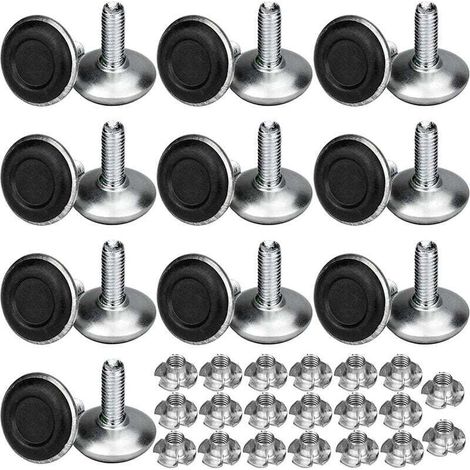 20 Stück Möbelfüße Verstellbare Metall Möbelbeine M8x20mm Nivellierfüße für Tisch mit Einschlagmuttern