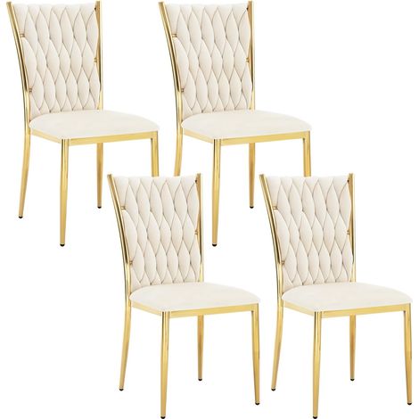 WOLTU Set 4 Sedie per Sala da Pranzo Design Moderne Velluto Beige (1/5)