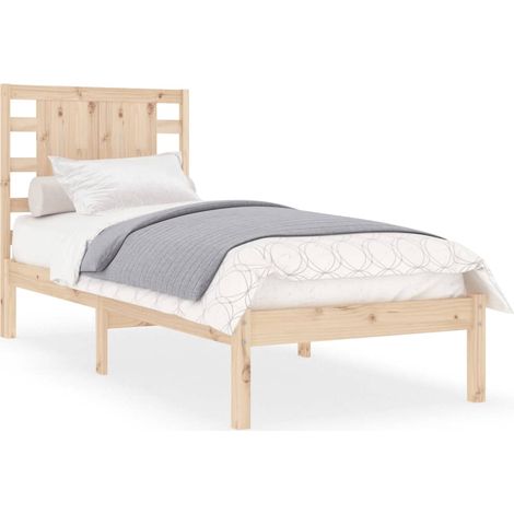 Lit adulte pour 1 personnes, Structure de lit, Assemblage Facile, Bois massif 90x190 cm Simple OIB2102E (1/5)