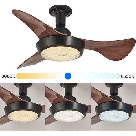 Ventilateur de plafond LED avec télécommande, 3 vitesses de ventilation, 3000K à 6500K, minuterie, 63cm (marron) (1/5)
