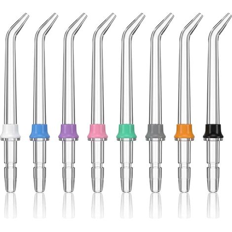 Kit de 8 Embouts Jet Dentaire Haute Pression pour WP-100, WP-660, WP-250, Embout de Rechange Coloré Classique pour Nettoyage des Appareils Dentaires, Compatible avec Hydropulseur