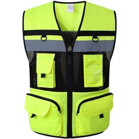 Gilet de sécurité réfléchissant - Multipoches de sécurité réfléchissante pour Gilet de sécurité - Green(XL) (1/5)