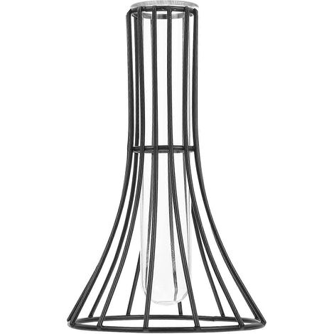 Vase décoratif miniature en fer forgé, idéal pour les plantes hydroponiques élégant et petit ornement en verre orné d'une ceinture noire, parfait pour décorer un bureau à la maison ou au bureau. (1/5)