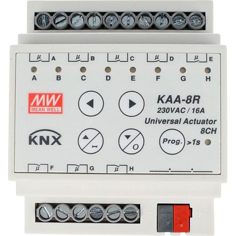 MW MEAN WELL KAA-8R Attuatore KNX Universale Relay On/Off 8 Canali 16A Konnex Con Guida DIN Binario Per Tapparelle Saracinesche (1/3)