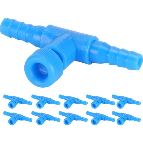 Lot de 10 raccords en T pour aquarium, 3 voies, pour tuyau d'air comprimé de 0,2 pouce, avec valve de réglage du débit. (1/5)