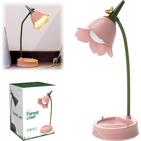 Lampe LED Enfant Pliable Tactile USB 3 Couleurs Motif Fleurs Oiseaux (1/5)