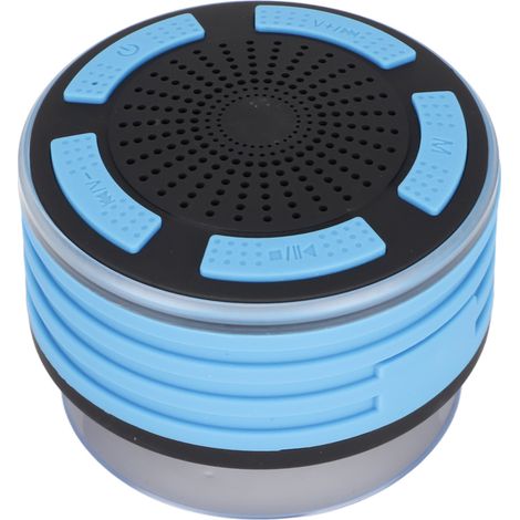 Enceinte de douche Bluetooth F013 avec son surround HD, micro intégré, lumière LED, étanchéité IPX7 et ventouse (bleue)