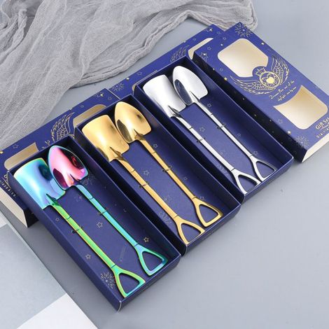 Cucharas de pala de 6 piezas, cucharas de red de pala creativas en forma de pala (1/4)