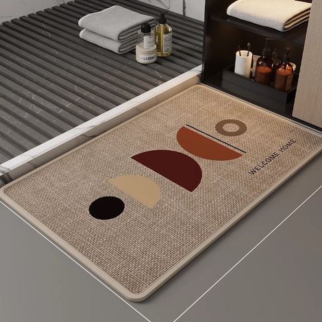 HSS-Tapis de sol antidérapant en lin, tapis de bain absorbant, tapis en lin épais, tapis de porte de toilettes - 50 x 80 cm