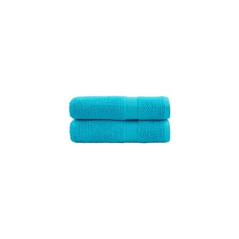 Serviettes de qualité supérieure SOLUND, lot de 2, turquoise, 50 x 100 cm, 600 g/m² - Crezuo (1/4)