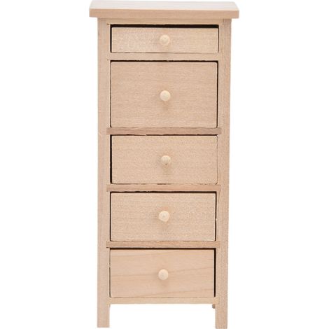 Commode de maison de poupée 1:12, en bouleau de première qualité non peint, robuste et durable, tiroirs mignons pour mini-pièces, couleur unie (1/5)