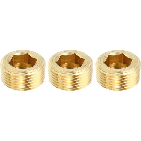 1/8" NPT Laiton Hex Tête Fraisée Prises, 8 Paquet Compteur Coulé Interne Filetage Douille Tuyau Bouchons Mâle Raccords, pour Eau Huile Gaz - 3/4"NPT (1/5)