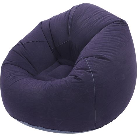 Fauteuil gonflable pliable et portable, épais et stable, avec support intégré, idéal pour le camping et les activités de plein air (bleu foncé). (1/5)