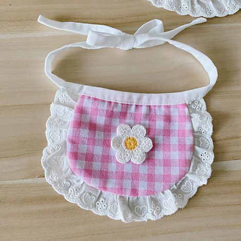 Chien Bandana mignon à la mode motif à carreaux Smiley visage petits chiens bavoirs pour Bichon Teddy poméranien rose (1/5)