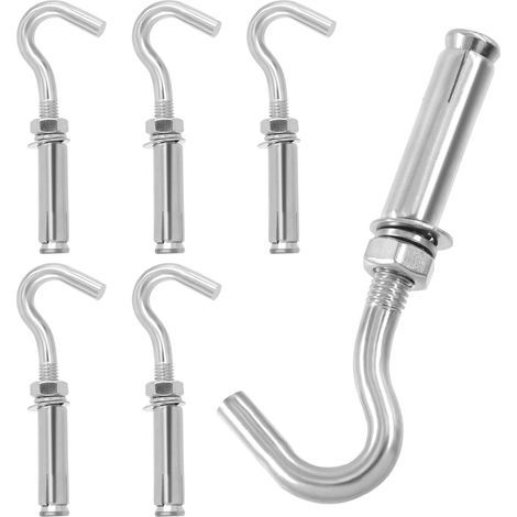 Lot de 6 crochets d'extension M10 en acier inoxydable 304, crochets muraux en béton, crochets robustes pour béton, brique et pierre (1/4)