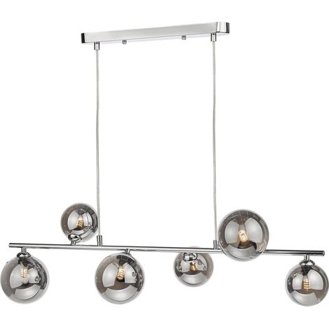 Dar Spiral Suspension à 6 lumières en spirale, chrome poli et verre fumé (1/2)