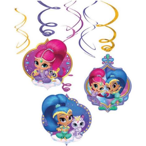 Spirali decorative Shimmer & Shine, 6 pezzi, 60 cm