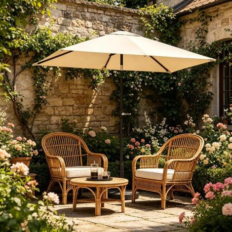 Ombrello per terrazza con ampia copertura parasole, ombrello per giardino, ombrello per piscina, ombrello per esterni (questo ombrello non include la base, include solo il corpo principale del parasol