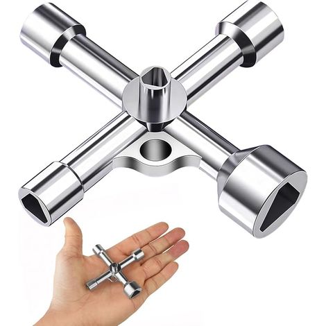 Triangular Wrench 4 Way 5 Sizes Inner Diameter 7mm/10mm/12mm/13mm/18mm Triangle Key for Cabinet Box Electric Water Gas Meter Box (1/4)