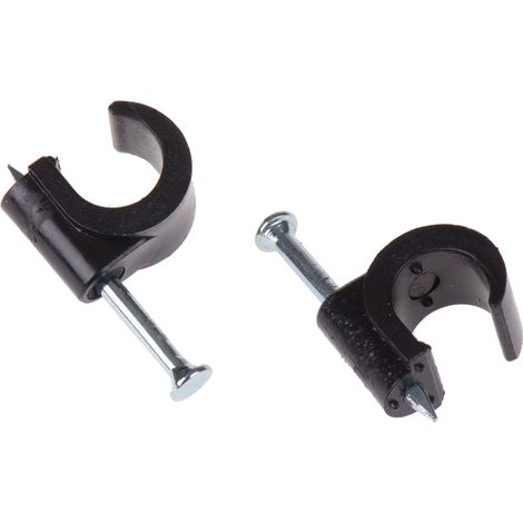 Rs Pro – Clip serre-câbles à clouer 100 pièces – Ø max 8mm en polypropylène noir – Pour câbles en espaces confinés – Fixation rapide et durable (1/2)