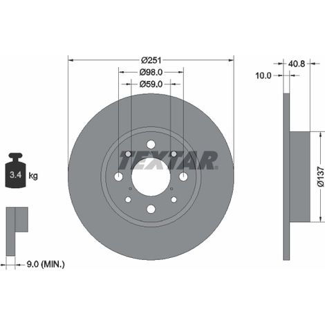 Lot de 2 Disques de frein Textar 92202303 ALFA ROMEO 51805559 51813705 51865104