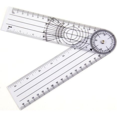 Physiotherapy goniometer, professional 360-degree angle with multiple rules, 14 inch medical spine