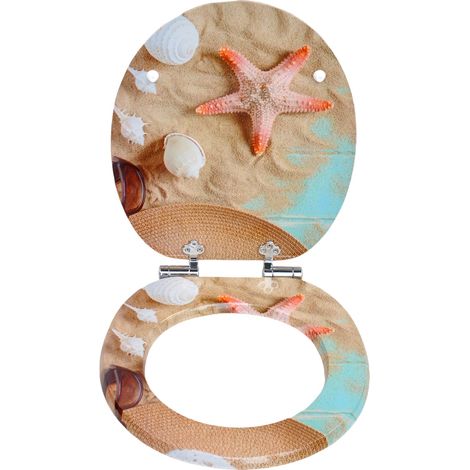 Abattant de toilettes Homseat en MDF avec fermeture amortie, finition Plages d'été (1/4)