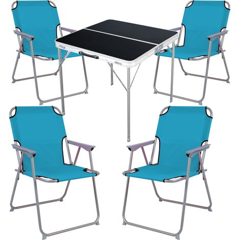 5-teiliges Campingmöbel Set schwarz 80x80x70cm Petrol-MMC330883B+4xMPO2600P (1/4)