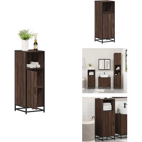 Armoire de bain chêne marron 35x37,5x100 cm bois d'ingénierie - Armoire De Salle De Bain - Armoires De Salle De Bain - Armoire De Rangement De Salle De Bain - Armoire De Rangement De Toilette (1/5)