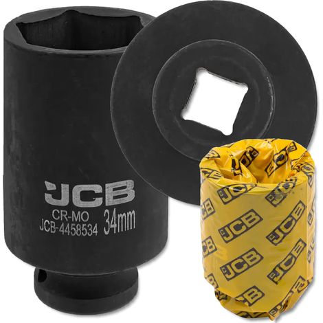 Chiave a bussola a impatto profonda JCB da 1/2" in acciaio Cr-Mo a 6 punte da 34 mm