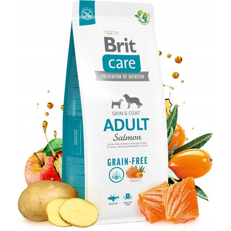 Alimento para perros adultos Brit Care sin cereales, sabor salmón, 12 kg (1/2)