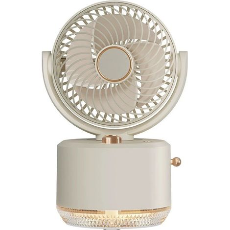 Ventilateur portable avec humidificateur 300 ml et lumière d'ambiance - Réglage à 3 vitesses, batterie au lithium 1800 mAh