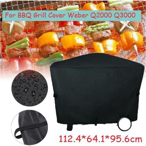 1 pièce Housse Barbecue Weber Q2000 Q3000, étanche poussière/pluie, protection UV, housse bâche extérieure pour pique-nique en plein air (1/5)