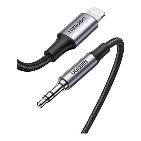 UGREEN Cavo ausiliario da auto per iPhone, cavo da Lightning a Jack 3.5 certificato MFi per autoradio, Compatibile con iPhone 14/14 Plus/14 Pro/SE 2022/13 Pro Max/12 Mini/11/XR/XS, 1 metro (1/5)
