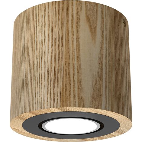 Spot plafond rond 10 cm bois clair/noir GU10 8W Luminex