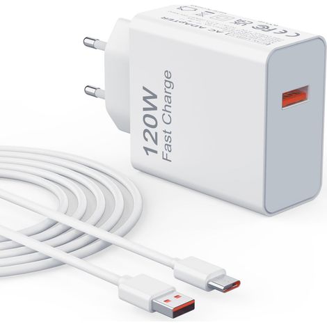 120-W-Ladegerät – 1 Stück – ABS-Kunststoff – Schnellladefunktion (HyperCharge) – Xiaomi Redmi POCO – Weiß mit 1 m Kabel (1/5)