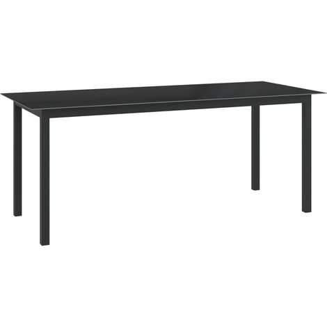 Table de jardin Noir 190x90x74 Aluminium et verre (1/5)