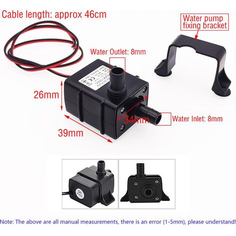 Pompe à Eau Submersible 12V Miniature avec Tuyau de 3M Petite Pompe de Circulation Électrique pour Aquarium Étang Fontaine Jardin Miniature
