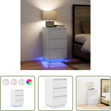 Éclairage LED - Table de chevet avec lumières LED blanc 38x34x65 cm (1/5)