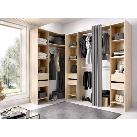 Dmora - Gran Armario Alanno, Muebles de dormitorio, Vestidor, Armario de ropa, 234x141 h205 cm, Roble