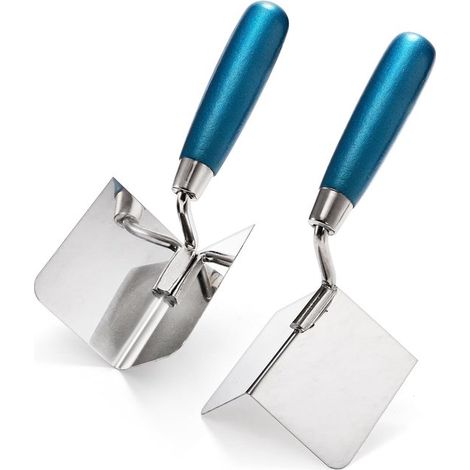 2 teiliges Eckwerkzeugset für Putzwände, Innen und Außeneckmesser, Eckkelle aus Edelstahl, Werkzeug zum Glätten von Putz und Mauerwerksarbeiten (1/5)