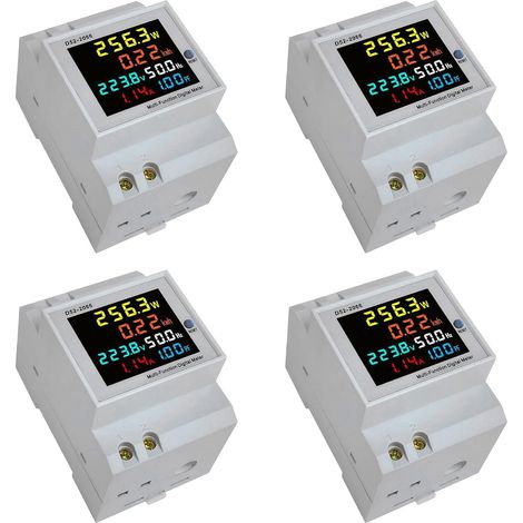 4X Moniteur Ca Rail Din 6IN1 250-450V 100A Facteur de Puissance de Courant de Tension Actif KWH Compteur de Fréquence D'énergie électrique VOLT AMP (1/5)