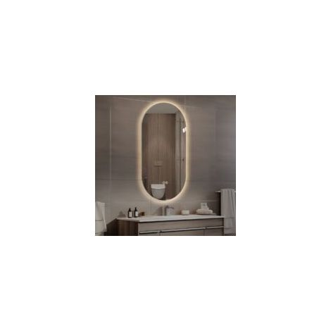Miroir intelligent pour salle de bain LED, forme elliptique (1/4)