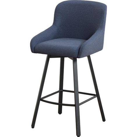 Barhocker mit 360° Drehung, 66,5 cm Hochlehner, blau, 1er Set (1/5)