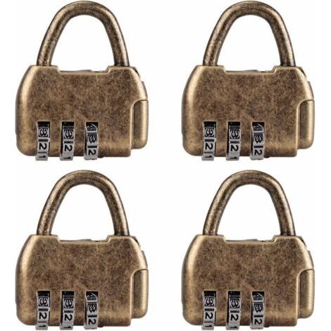 BUNTHAUS Lot de 4 mini cadenas à combinaison rétro pour journal intime, bagages, cadenas à code vintage